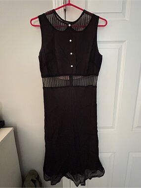 Arden B Black Sheer-Panel Sleeveless Dress with Blush Lining